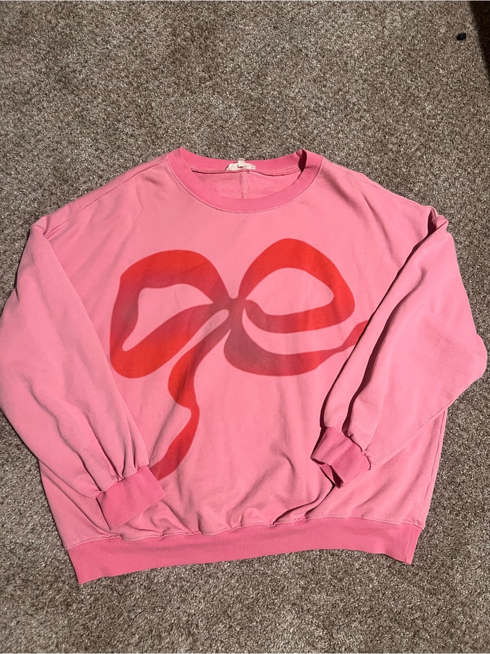 easel Pink Crewneck Sweatshirt with Subtle Ribbed Trim - Picture 1 of 4